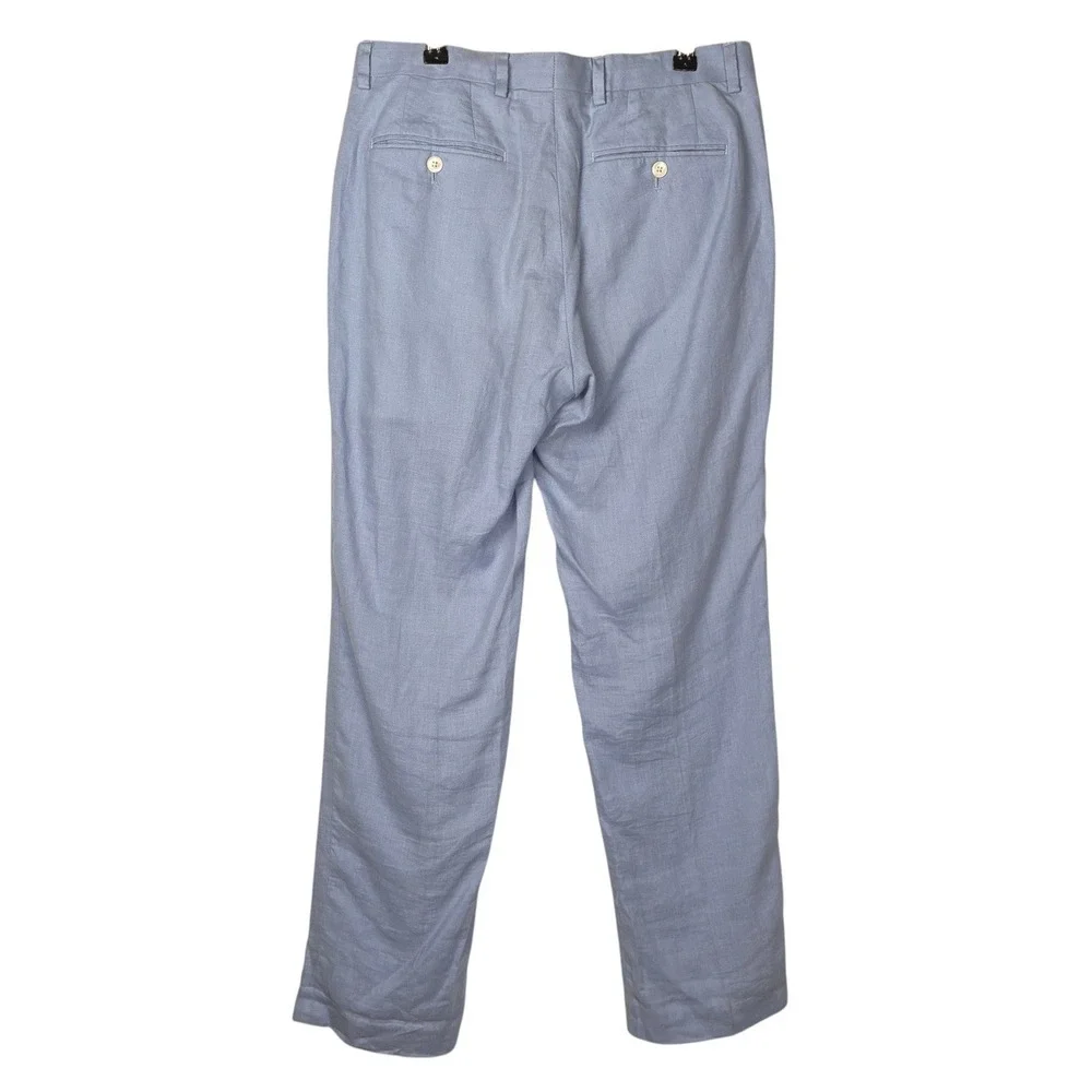 Lauren Ralph Lauren Mens Linen Straight Leg Trouser Pants Size 30x30 Light Blue